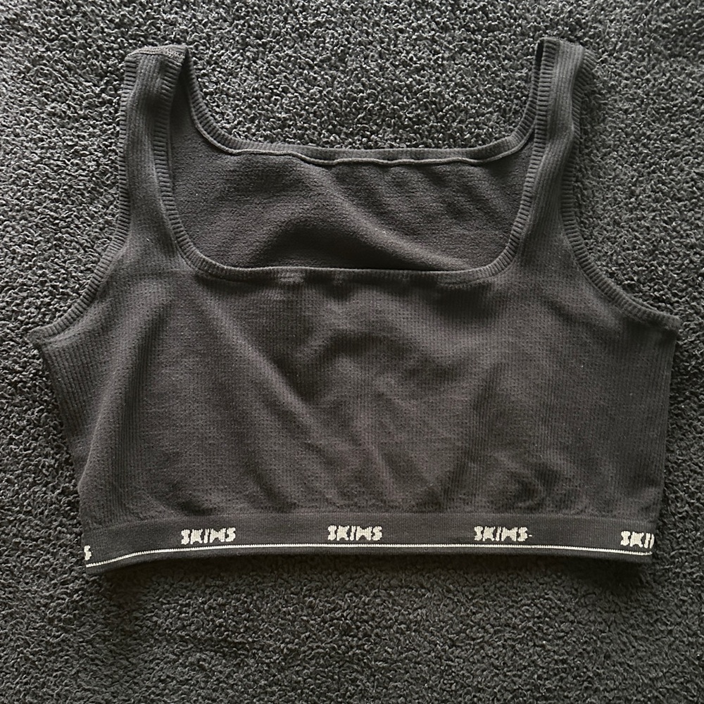Skims Logo Rib Scoop Bralette Onyx Size 3X New